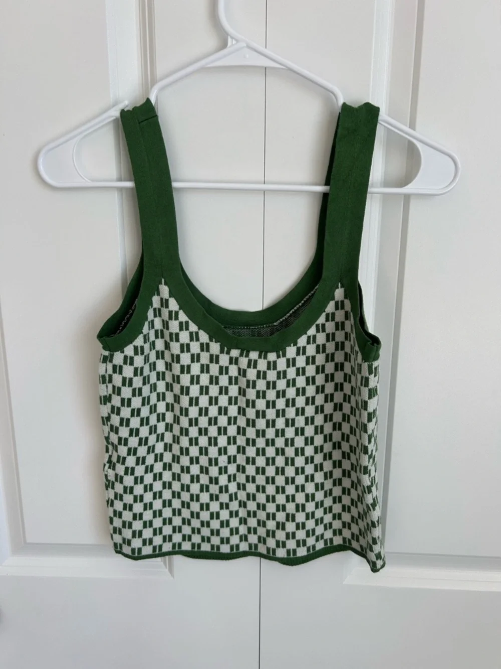 Abercrombie & Fitch Green Checker Knit Tank Top - Women's - Picture 3 of 3